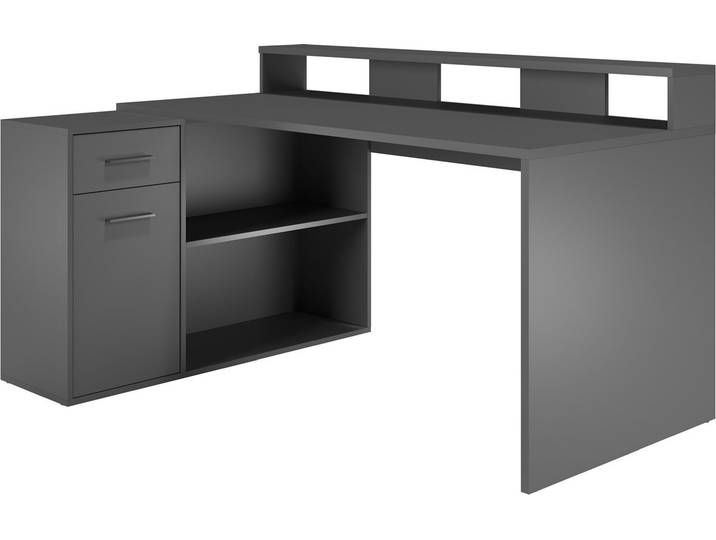 GamerBüro Büromöbel Gamer, 1 Tür, 1 Schublade, 2 Offene Fächer anthrazit matt.