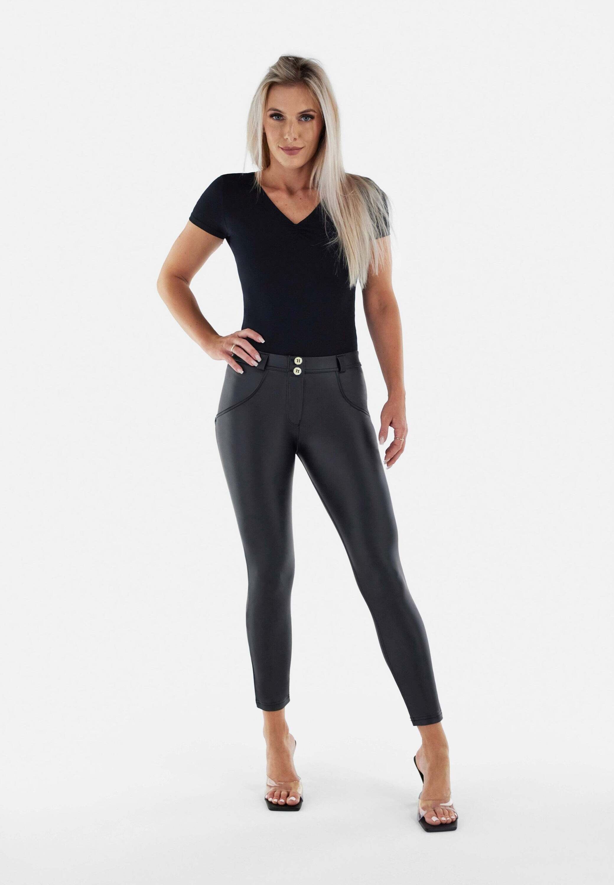 Leggings FREDDY "Leggings WRUP4RC006PREC", Damen, Gr. XL, EURO, schwarz, Obermaterial: 72% Polyester PES. 15% Polyurethan PU. 13% Elasthan EL., Hosen Leggings schwarz XL, EURO