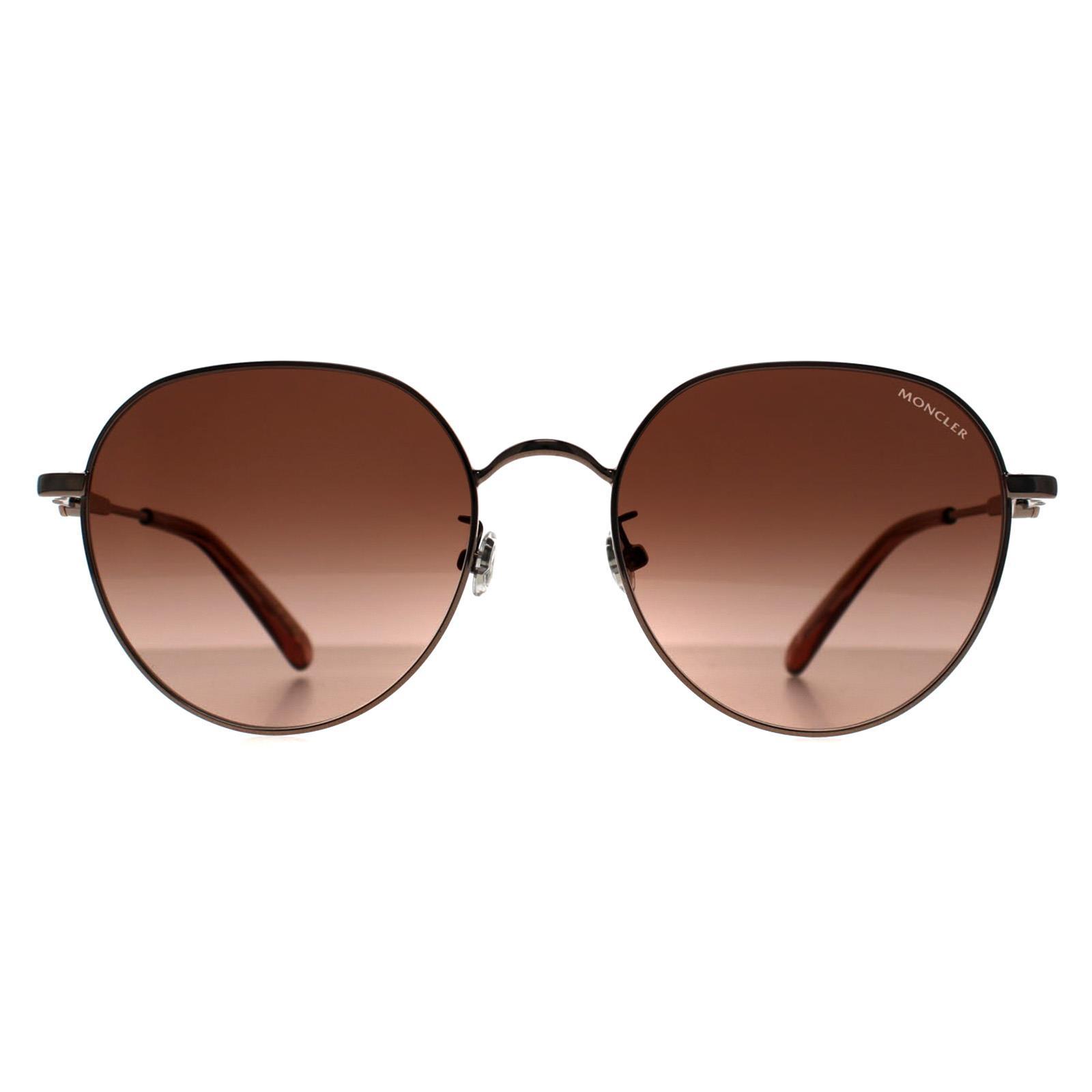 Moncler ML0236-K 34F glanzend licht bronsbruin gradiÃ«nt zonnebril
