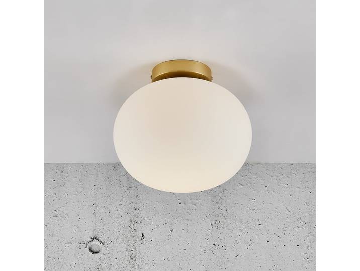 Plafonnier Alton avec abat-jour en verre, laiton/opale - Nordlux - Salon / séjour - Rond