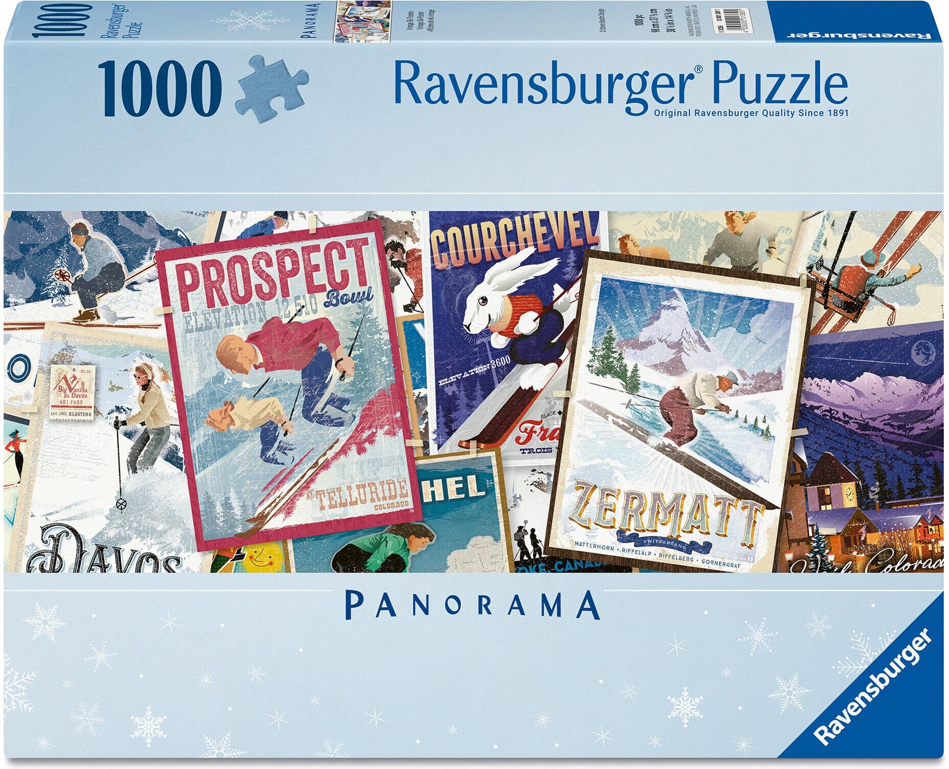 Ravensburger Retro Skiing Vintage Ski Posters Panorama 1000 Piece Jigsaw Puzzle for Adults