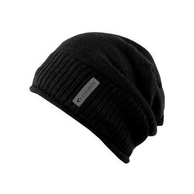 Beanie CHILLOUTS "Etienne Hat", Herren, schwarz, Strick, Baumwolle, unifarben, Mützen Beanie, Strickbeanie mit Rollkante