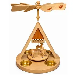 GLÄSSER SEIFFEN Holzpyramide inkl. 4 Teelichte Designauswahl Höhe 27cm