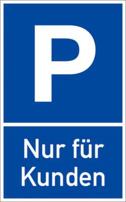 moedel Parkplatzschild „Nur für Kunden“, für die Wand- und Pfostenmontage, L 400 x B 250 mm, Aluminium, weiß-schwarz-blau