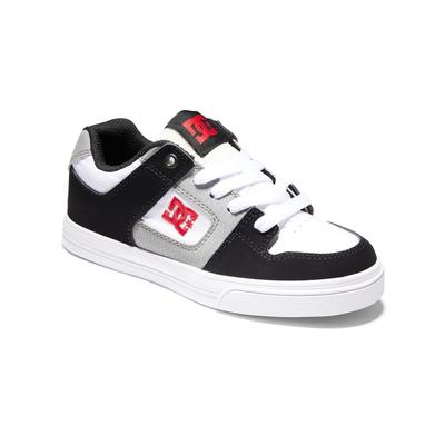 Sneaker DC SHOES "Pure", Kinder, Gr. 11(28), schwarz-weiß (weiß, schwarz, rot), Obermaterial: Leder / Futter: Textil / Außensohle: Gummi., Schuhe Sneaker