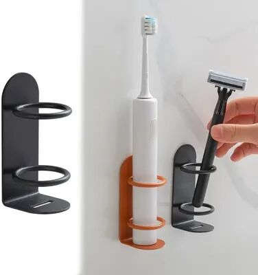 Combo Retail Shop Wall Mounted Electric Toothbrush Holder, Punch Free Razor Holder, Bathroom Organizer Shelf orange