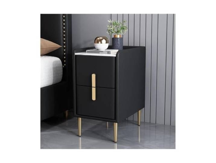 Smart nightstand table Nachttische Nachttische Kleiner minimalistischer Nachttisch mit 2 Schubladen und 4 Metallbeinen Luxus Holz Nachttisch Aufbewahrungsschrank Freie Installation Sofa Bett Tisch st