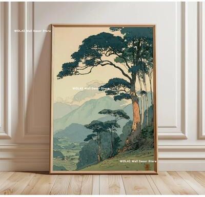 Uplift Essentials Retro Japanese Forest & Koi Zen Canvas Art style 2 20 X 28 In