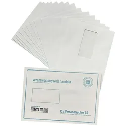 Steinmetz 15er-Pack Recycling Versandtaschen »C5 - mit Fenster« - Hülle in Hülle, 22.9x16.2 cm