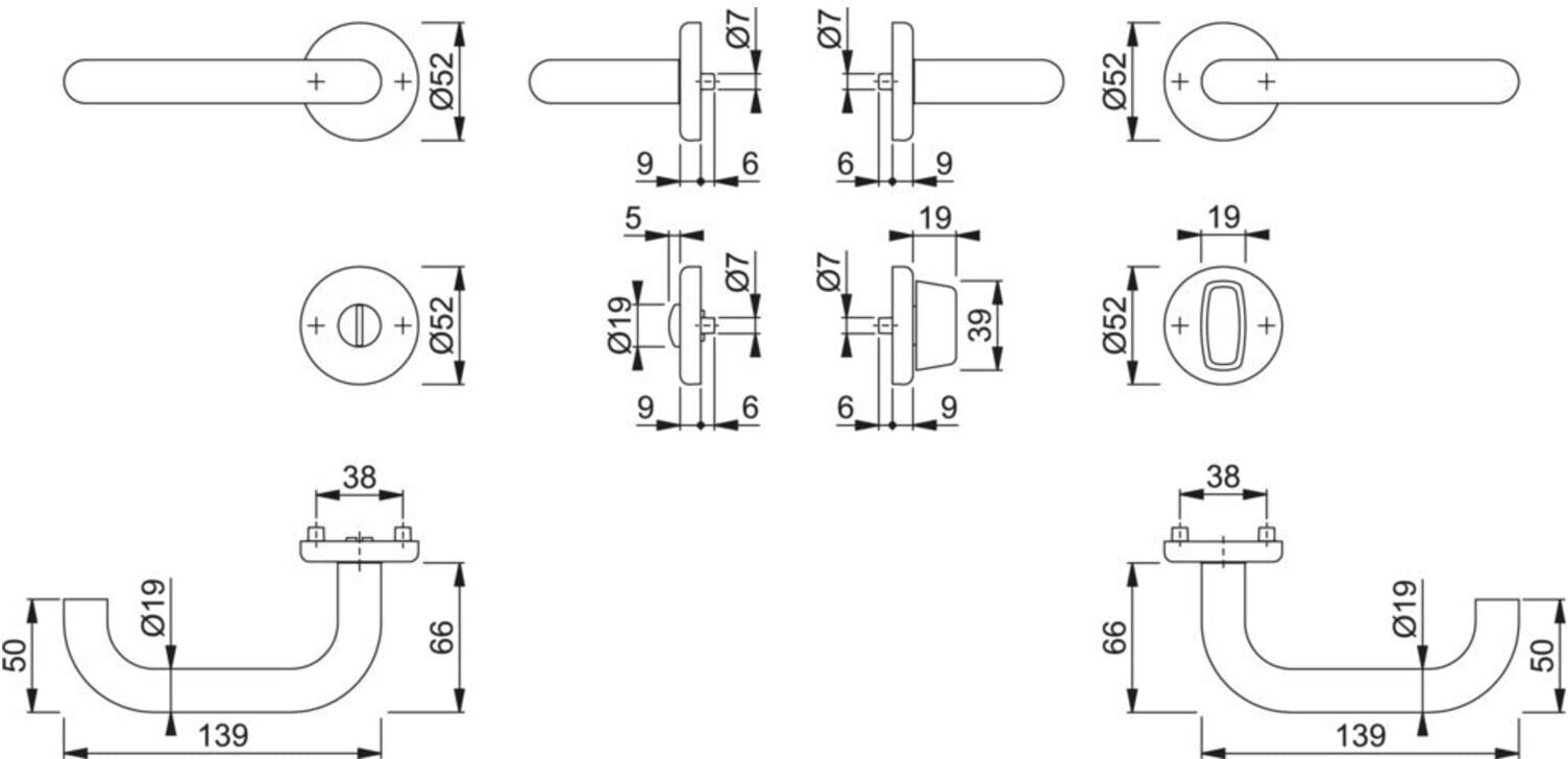 Hoppe Rosetten-Garnitur SK/OL F69 ,Baden,12316295 E1388Z/17KV/17KVS)