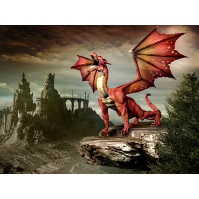 Fototapete PAPERMOON "roter Drache", bunt, B:4m L:2,6m, Vlies, Tapeten