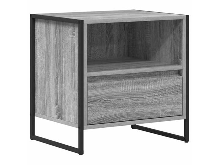 KUPTYERFG Nachttisch Graues Sonoma Holzwerkstoff 50x39,5x50 cm Schublade Kompakter Beistelltisch im Industrie-Design mit einer Schublade und Ablage für Ihr Schlafzimmer, stabil und pflegeleicht.
