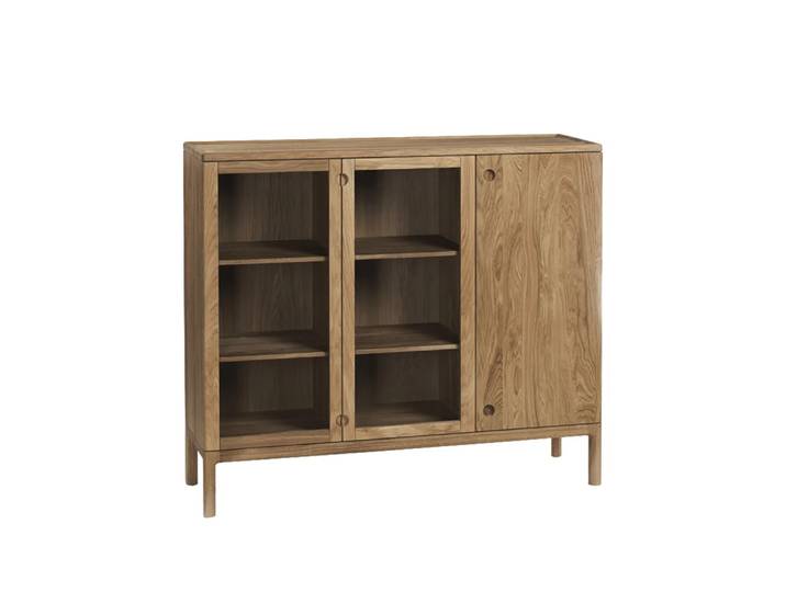 Stolab Prio hohes Sideboard Eiche natürlich geölt, Glastüre