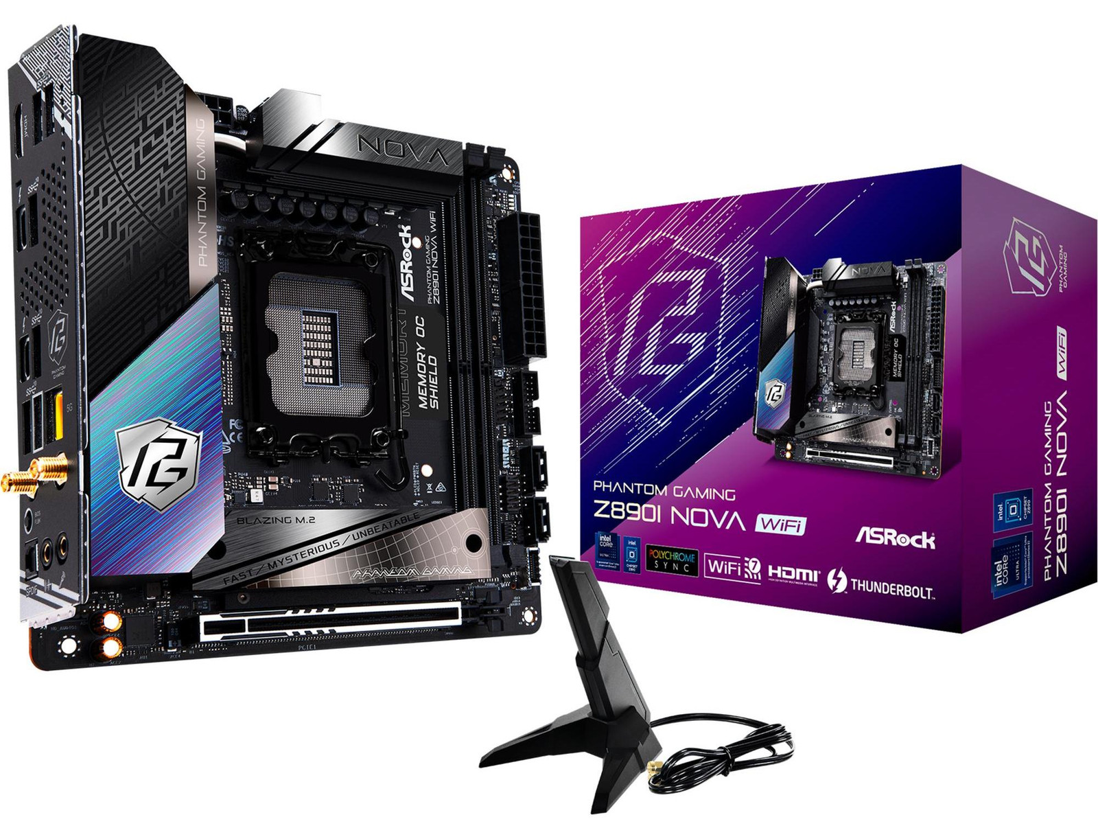 Asrock Phantom Gaming Z890I Nova WiFi mini ITX moederbord Intel Z890 LGA 1851