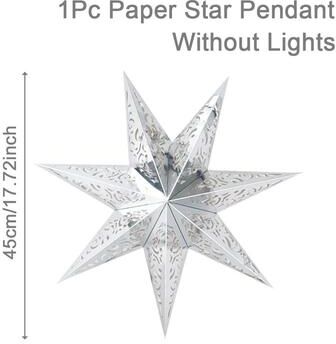 Inspire Select Hollow Star Hanging Pendant Eid Mubarak Ramadan Kareem Paperboard Hanging Decoration For Islamic Party & Christmas 9