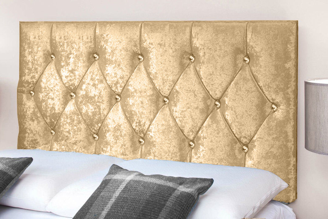 Fairmont Park Upholstered Velvet Headboard Gold Kingsize (5')