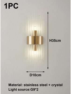 Inspired Living Crystal Wall Sconce In Gold Black Stainless Steel, G9 Wall Light For Bedroom & Living Room gold 1pc