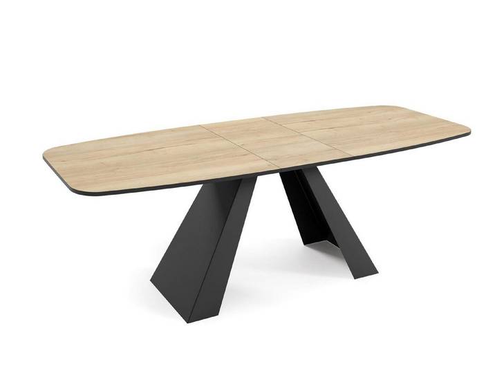 Compleo Esstisch elegant und modern Design, ausziehbar, Metalluntergestell, ovaler Tisch im modernen Stil