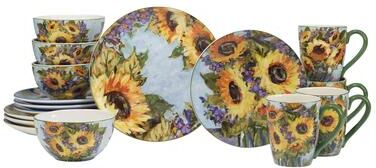 Certified International Sunflower Bouquet 16 Piece Dinnerware Set, Service For 4