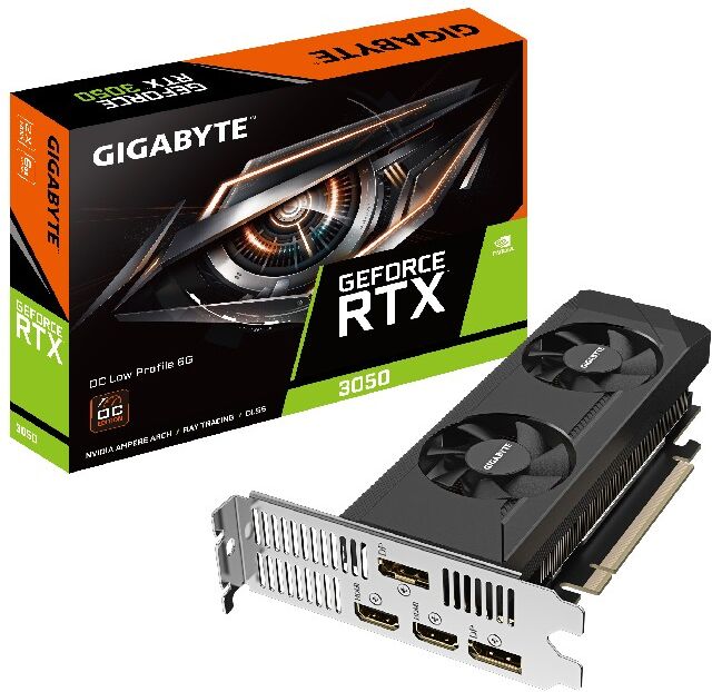 GIGABYTE GeForce RTX 3050 OC Low Profile 6G Graphics Card - 6GB GDDR6, 96-bit, PCI-E 4.0, GV-N3050OC-6GL