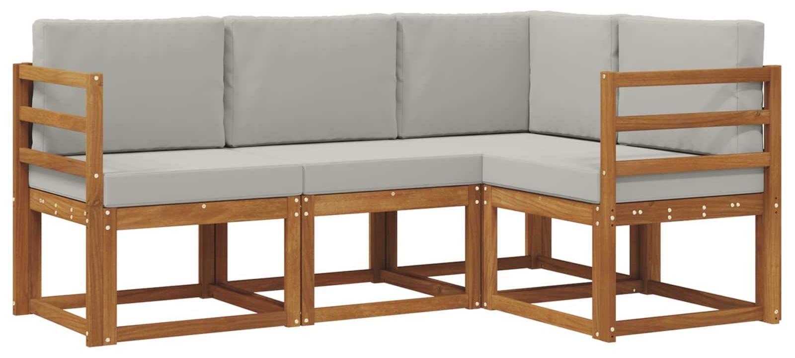 Outdoor-Sofagarnitur mit Kissen 4 pcs Natürlich und Hellgrau