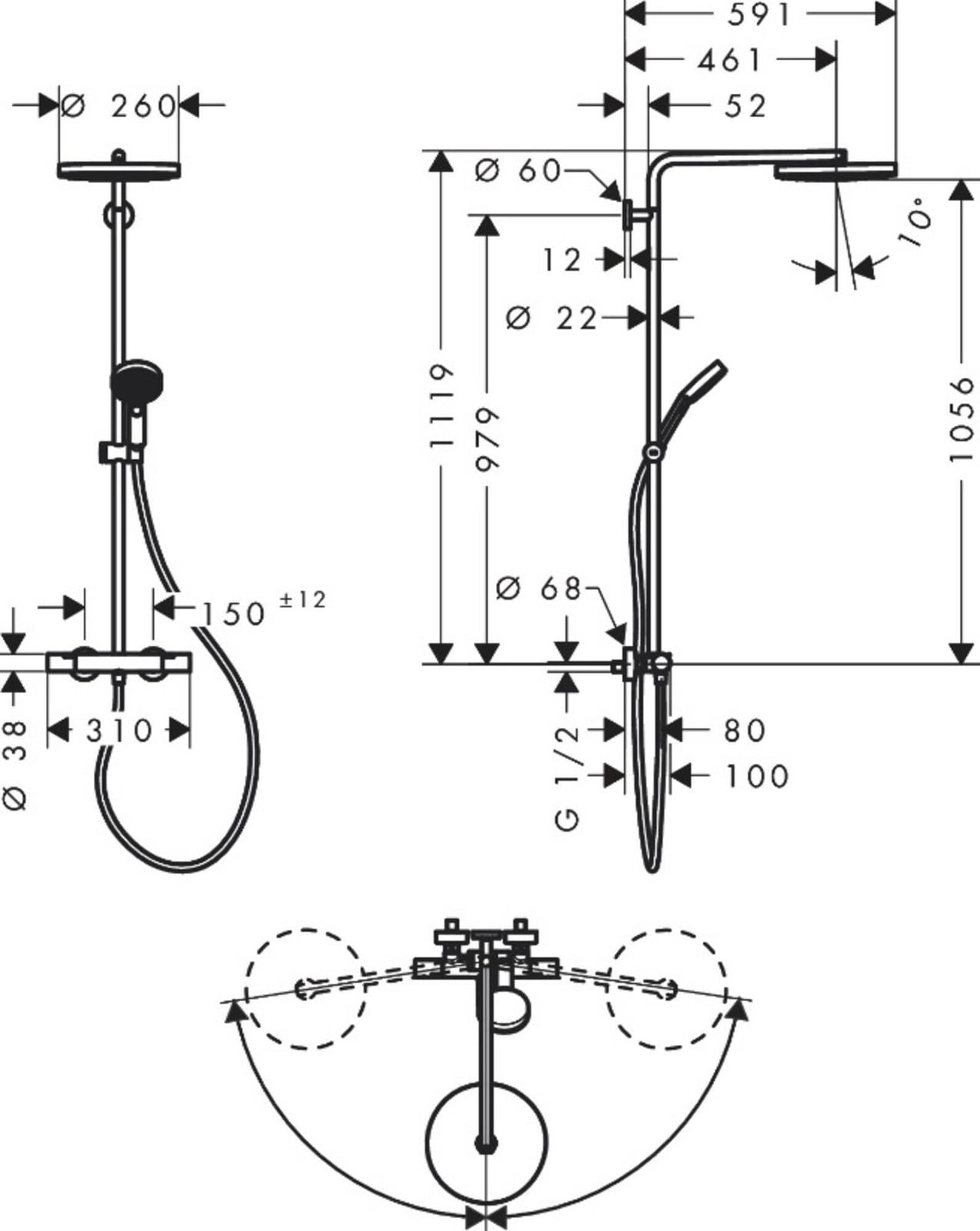 Hansgrohe Pulsify Doucheset, Geborsteld Brons