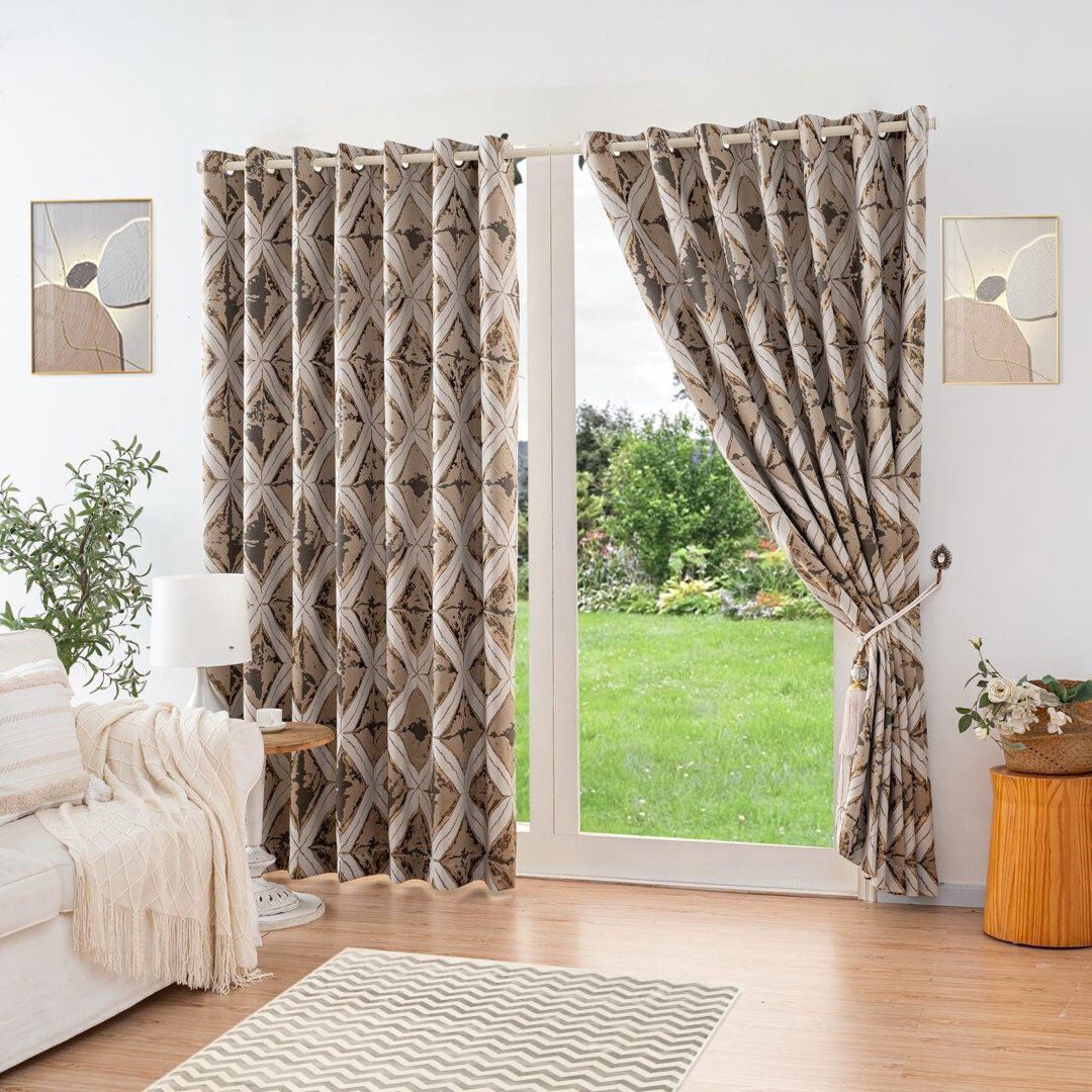 Natur Pur Room Darkening Curtain Cream/Gold 229cm Width x 183cm Drop
