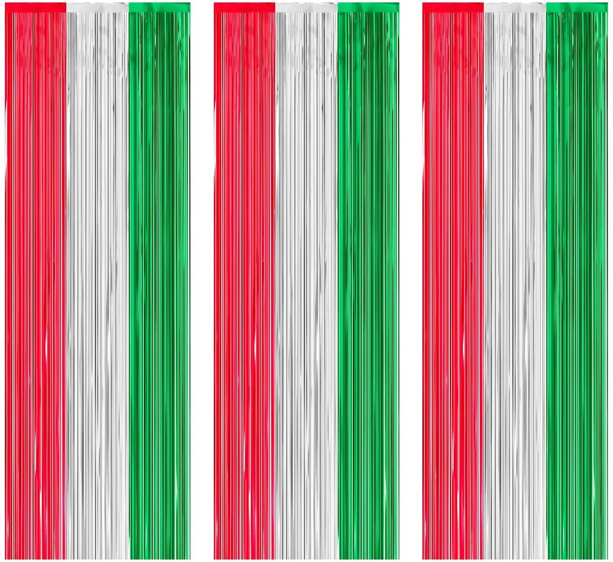 Solidchoice - 3-delige Kerstfolie Kwast Gordijnen voor Feestdecoratie