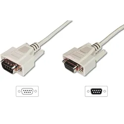DIGITUS Datentransfer Verlängerungskabel, D-Sub9 St/Bu, 3.0m, Seriell, vergossen, be