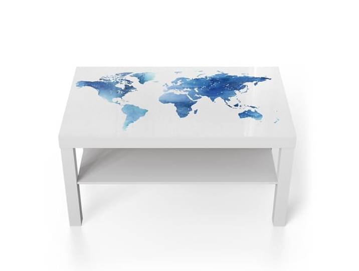 DEQORI Glastisch weiß groß 90x50 cm Motiv Blauer Planet ausgefallener Beistelltisch aus Glas Hochglanz Couchtisch fürs Wohnzimmer moderner Couch Tisch mit Design