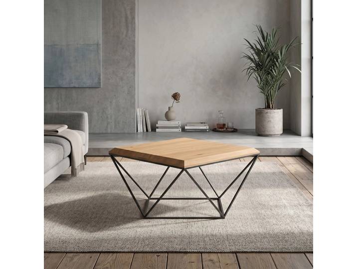 Arbor-Couchtisch im Loft-Stil mit Holzplatte 80x80 cm Danzz