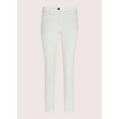 Chinohose MADELEINE "Chinohose Jerseyhose mit Formbund", Damen, Gr. 48, N + K Gr, weiß, Obermaterial: 97% Baumwolle CO. 3% Elasthan EL., Modern, schmal, Hosen Chinohose, leicht gepeachte Oberfläche