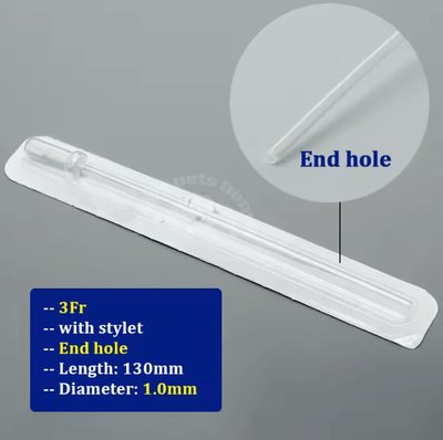 Inspire Curations Veterinary Cat Urinary Catheter With Stylet 3Fr & 4Fr 1.0mm End Hole 12 Pieces