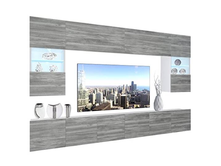 BELINI Wohnwand Schrankwand NEX 1 mit LED-Beleuchtung, Glamour Holz Vollausstattung Wohnzimmer-Set Moderne Schrankwand Anbauwand TV-Schrank