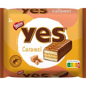 Nestle Kuchen Yes Caramel, mit Karamellcreme & Glasur, Biskuitkuchen, einzeln verpackt, je 32 g, 3 Stück