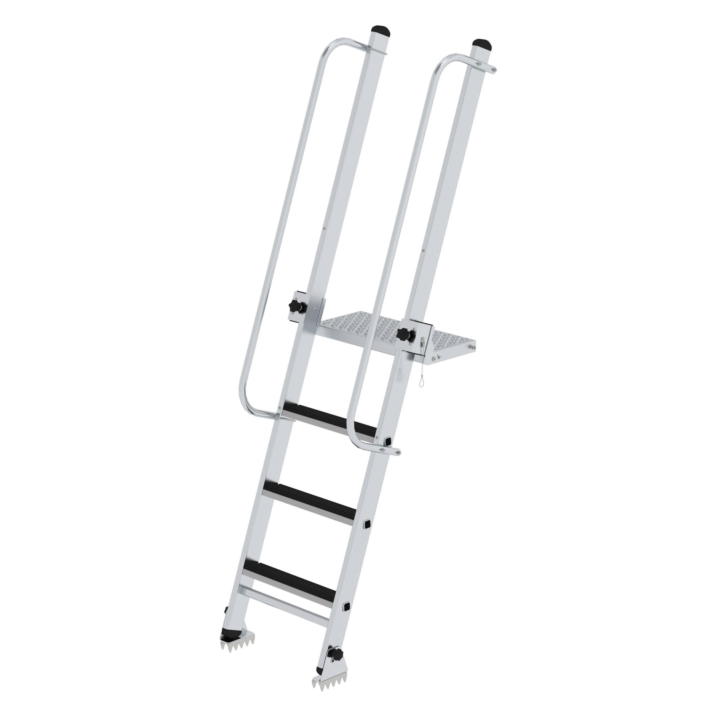 Munk Stufen-Baugrubenleiter 4 Stufen inkl. Handläufe (Anlegeleiter, 225 cm) (012041)