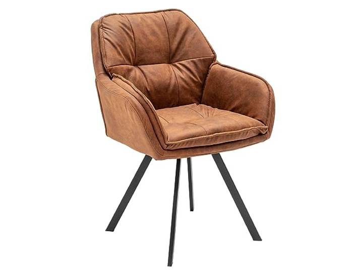 invicta INTERIOR Drehbarer Retro Design Stuhl MR. Lounger Hellbraun mit Armlehne Esszimmerstuhl Drehbar