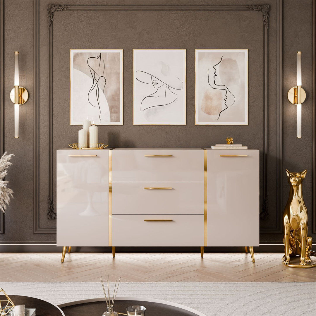 Fairmont Park 158 cm W Sideboard cashmire/ cashmire gloss 88cm H X 158cm W X 41.3cm D