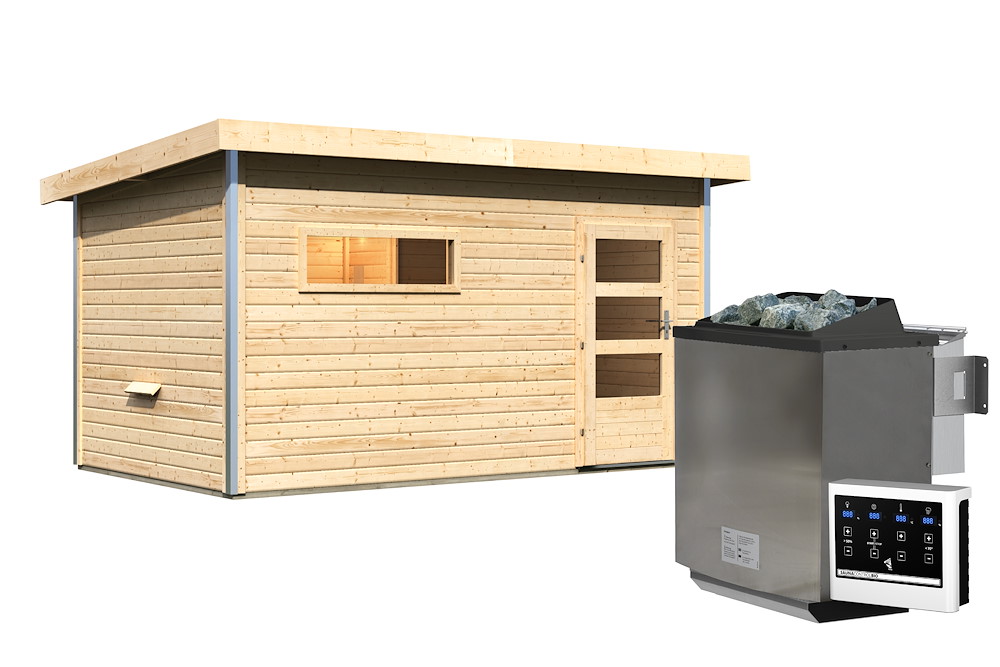 KARIBUHOLZT Sauna Skrollan 3 Ofen 11kW Bio ext. natur mod.Tür 16989967