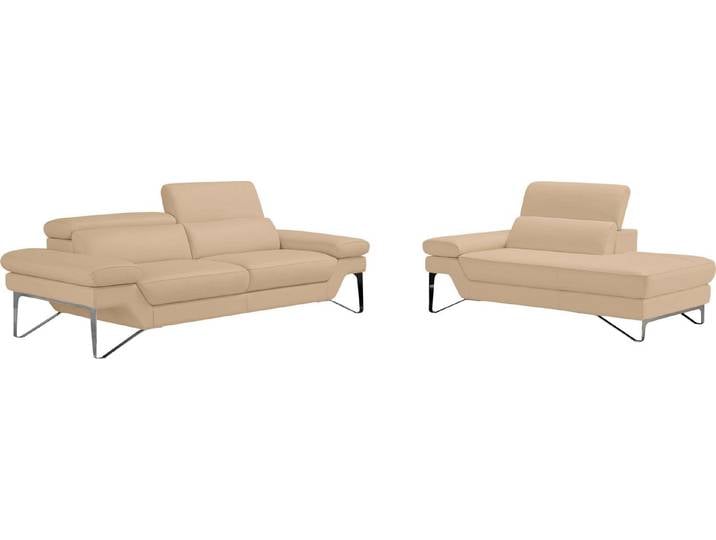 Egoitaliano Polstergarnitur Princess Design und Sitzkomfort im Einklang, bequem und hochwertig, Set aus 2,5 Sitzer und freitehende Ottomane, Kopfstützen verstellbar