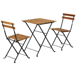 Helloshop26 - 3-teiliges Bistro-Set Stahl und naturschwarzes Akazienholz