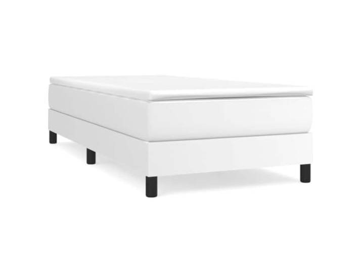 PUGYNBK Boxspringbett, 100 x 200 cm, mit Matratze aus Kunstleder, Weiß Gefederte Federn, mittlere Festigkeit, Holzlatten, einfache Reinigung, inklusive Anleitung (evtl. nicht in deutscher Sprache)