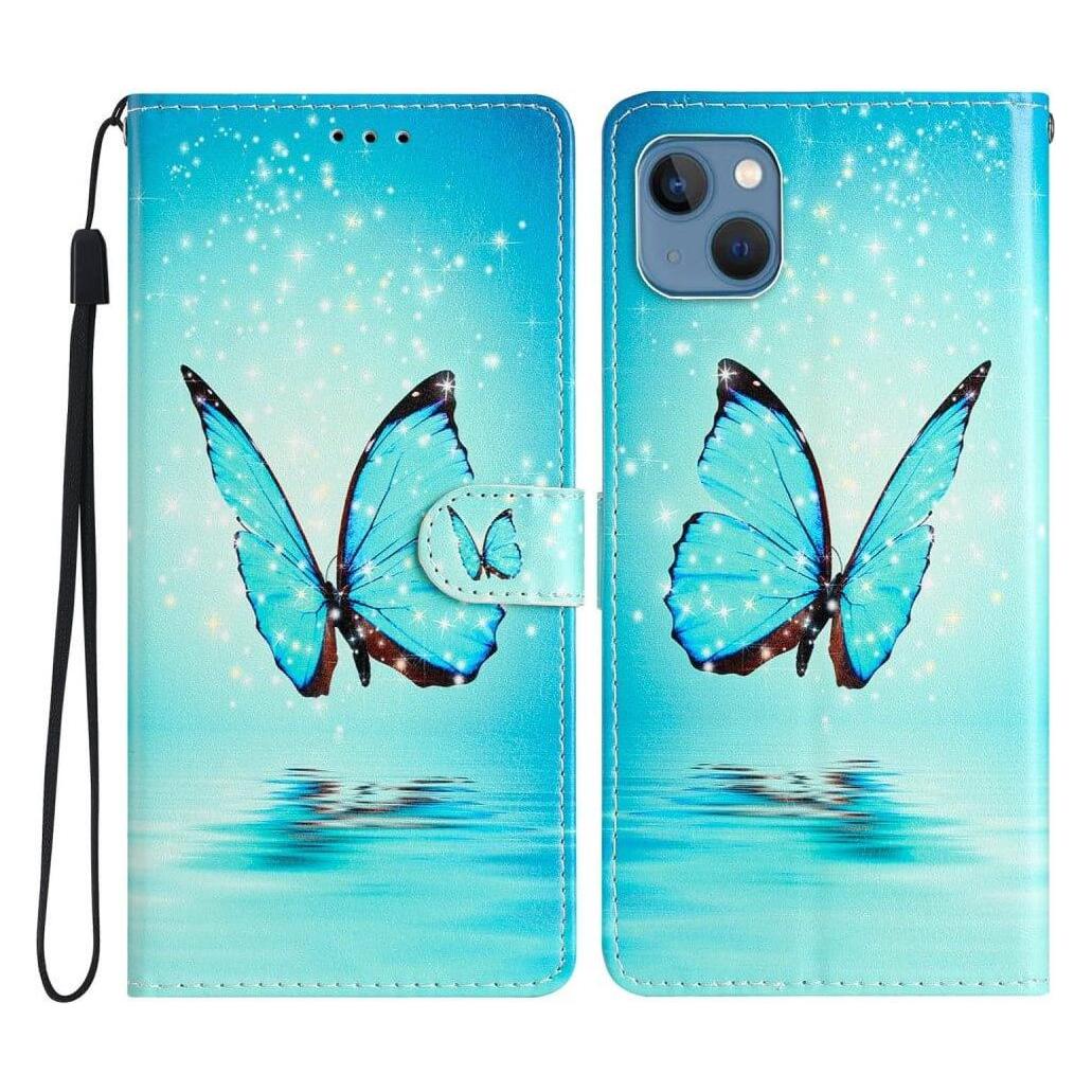 Cover-Discount iPhone 15 Plus - Hülle Schmetterling blau mit Band (Apple iPhone 15 Plus) (660150558B)