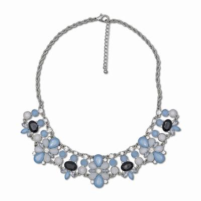 Collierkettchen STEUER "Blumencollier", silber (silbergrau), Halsketten, Damen, 50cm, Metall, L: 50, glänzend