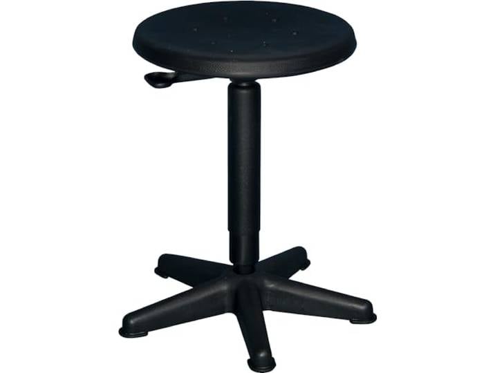 Dreh-Hocker Modell 3510, mit platzsparendem Fußkreuz, PU-Sitz schwarz, von Lotz