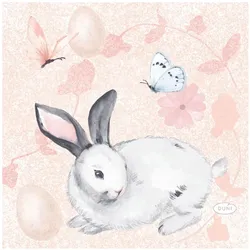 Duni, Servietten, Serviettes apéro - Lapin papillon (20pcs) (20 Stk., 24 x 24 cm)