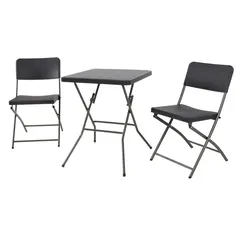 Bistroset 3-tlg. HDPE Balkonset Rattan-Optik Balkonmöbel Sitzgruppe