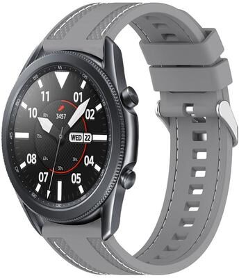 Everyday Crate Samsung Galaxy Watch3 45mm Silicone Watch Band Quick Release Two Side Stitching Replacement Strap gray