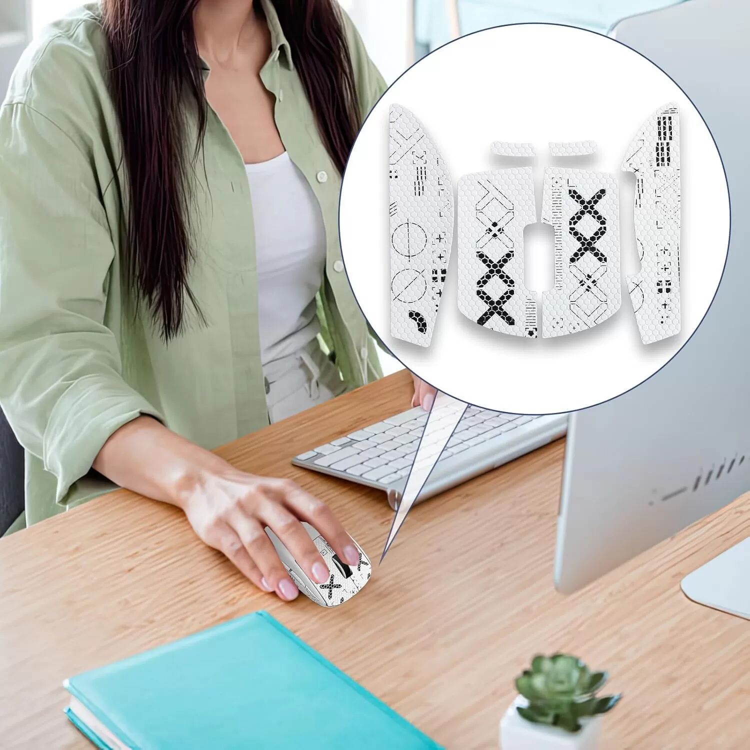INF Verbesserte Mausaufkleber für Logitech MX Vertical Weiß
