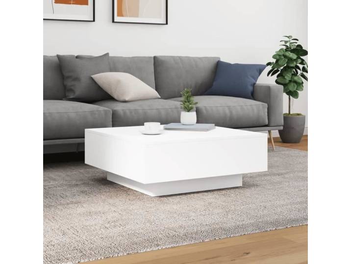 Table basse - MXZZAND - 80x80 cm - Bois d'ingénierie - Blanc - Design contemporain